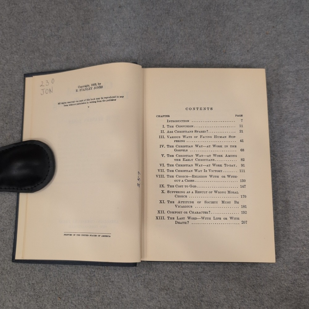 Christ and Human Suffering by E. Stanley Jones 1933 Hardcover Abingdon Press - Picture 3 of 3